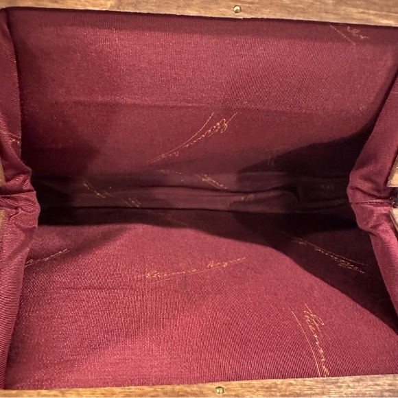 Etienne Aigner Vintage Leather Wooden Elegant Red Clutch Handbag - Picture 6 of 11